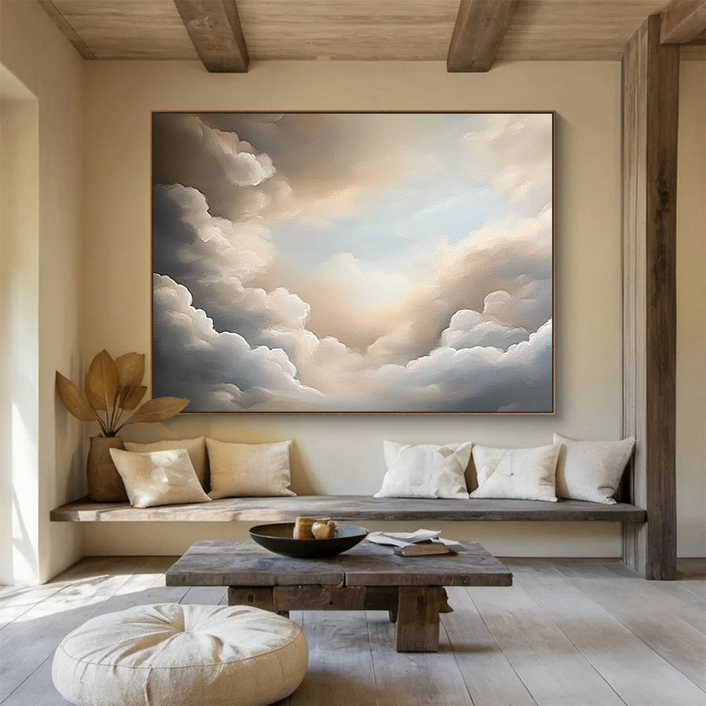 Serene Neutral Cloudscape Abstract Painting ABS132
