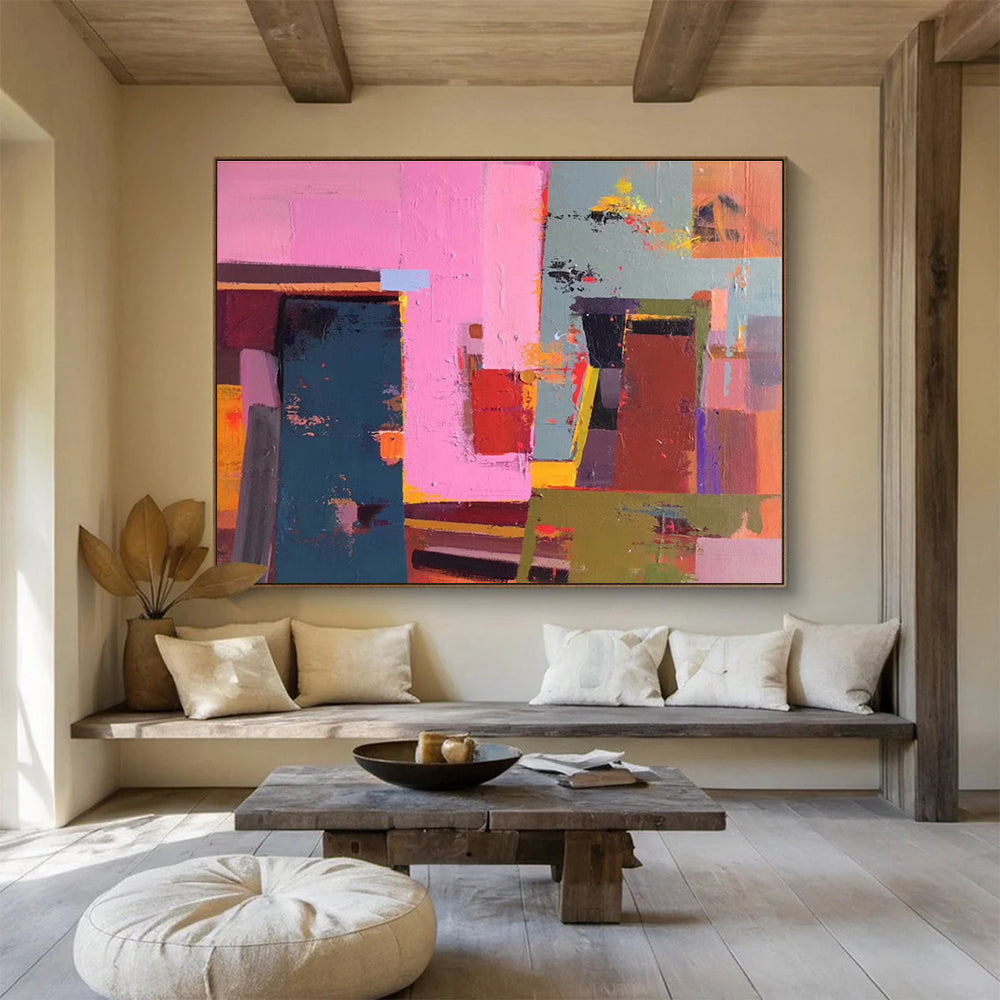 Colorful Geometric Abstract Painting for Vibrant Spaces YHT003