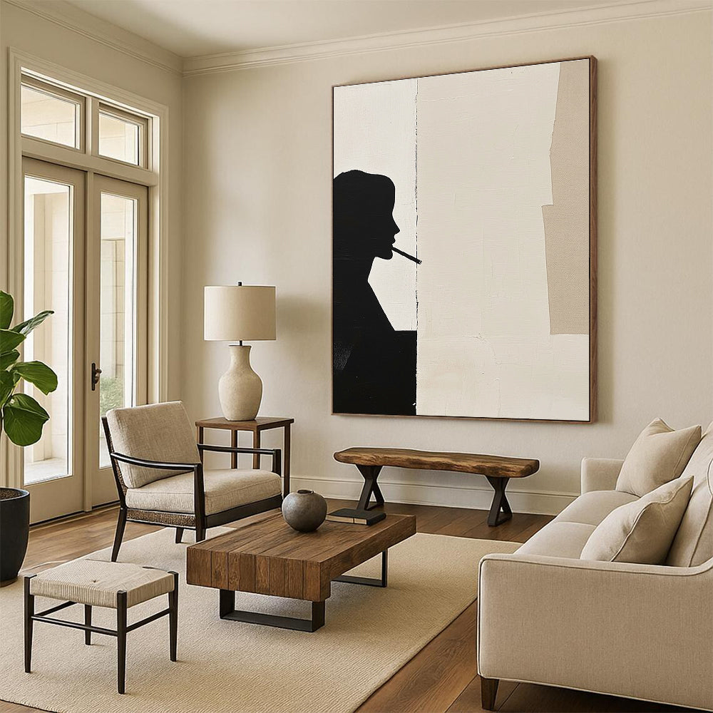 Silhouette with Cigarette Stylish Abstract Painting for Urban Lofts GAB1534