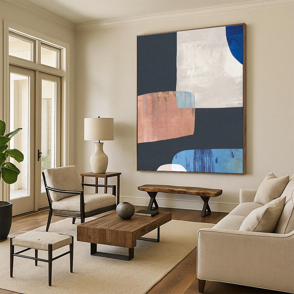Geometric Color Block Abstract Painting for Modern Office Receptions HENG200
