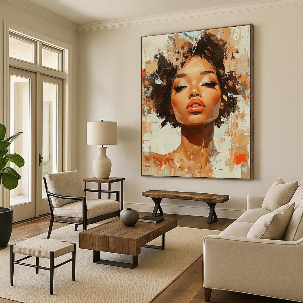 Portrait with Textured Background Abstract Painting for Creative Studio Lounges GAB1281