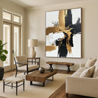 Gold - Black Abstract Burst Painting with Dynamic Opulence WINK366
