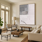 Gray and White Textured Fragmented Art Abstract Painting for Industrial - Chic Lofts HENG361
