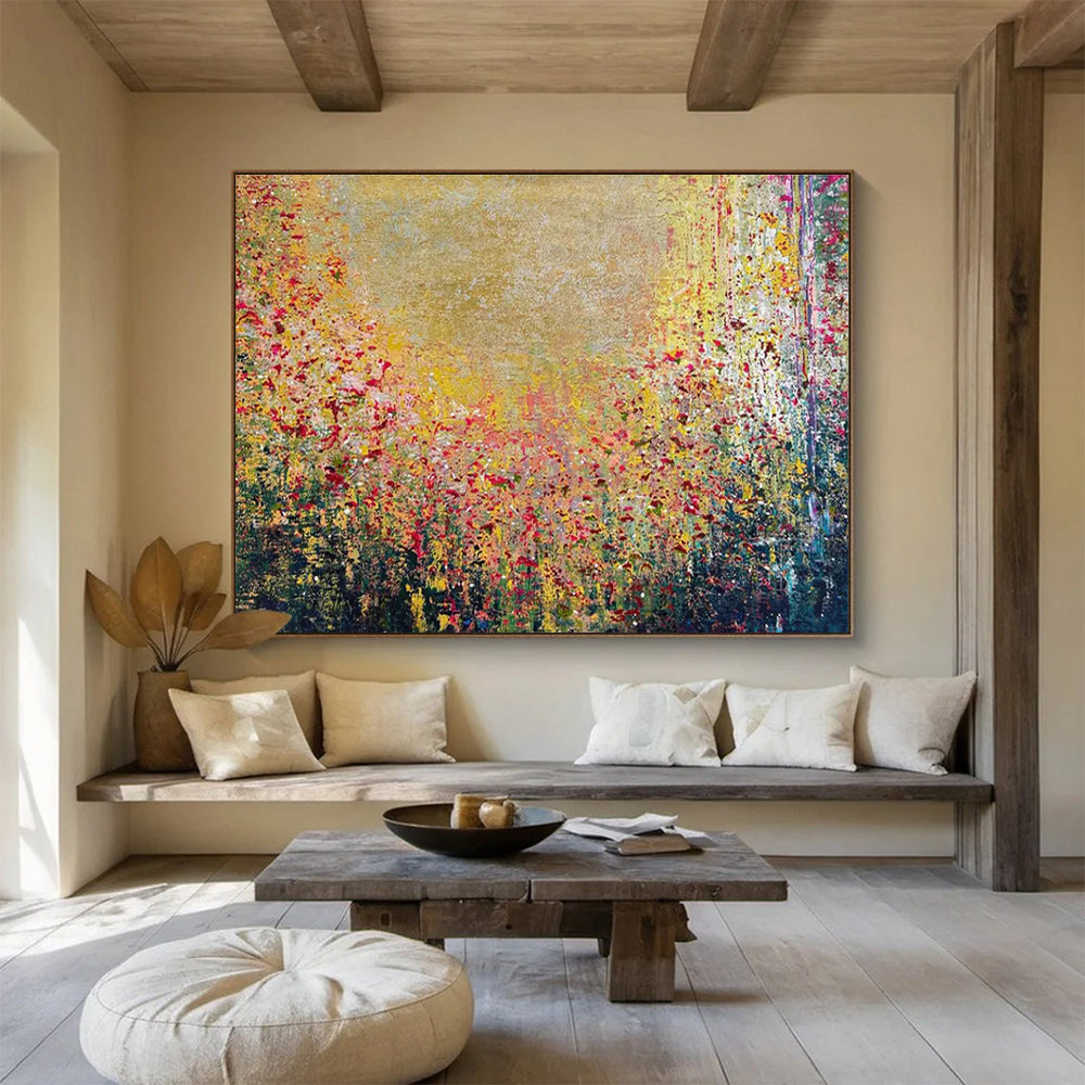 Colorful Flower Field Abstract Painting for Cheerful Breakfast Nooks YHT325