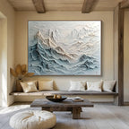 Intricate Textured Mountains Abstract Painting with Dramatic Detailing ABS620