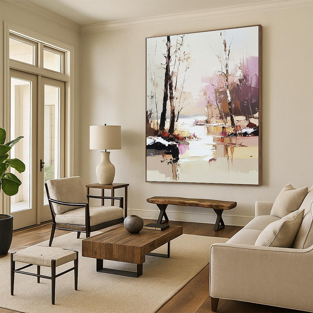 Winter River Landscape Abstract Painting for Nature - Loving Interiors GAB1441