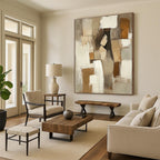 Cubist Figure in Neutrals - Modern Abstract Figurative Art GAB0445