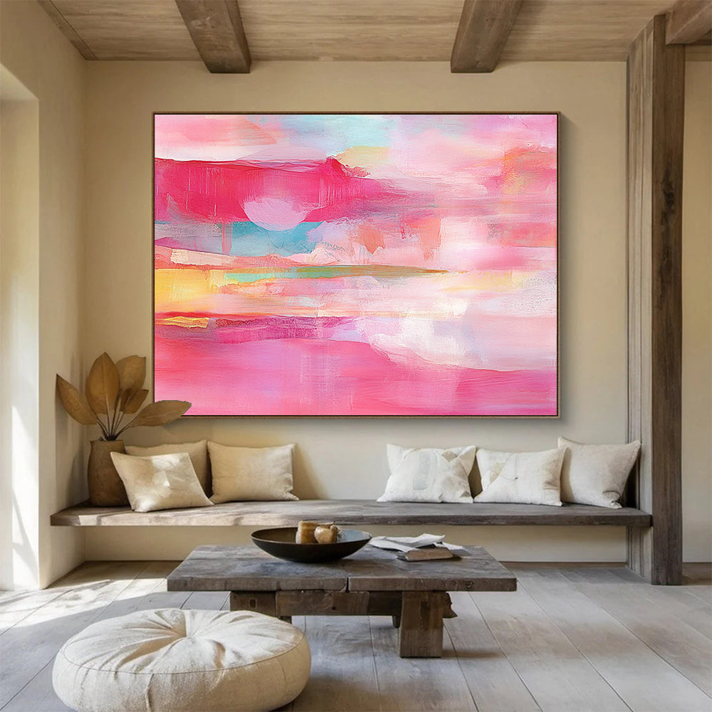 Pink - Toned Abstract Layers Painting with Soft, Romantic Transitions ABS495