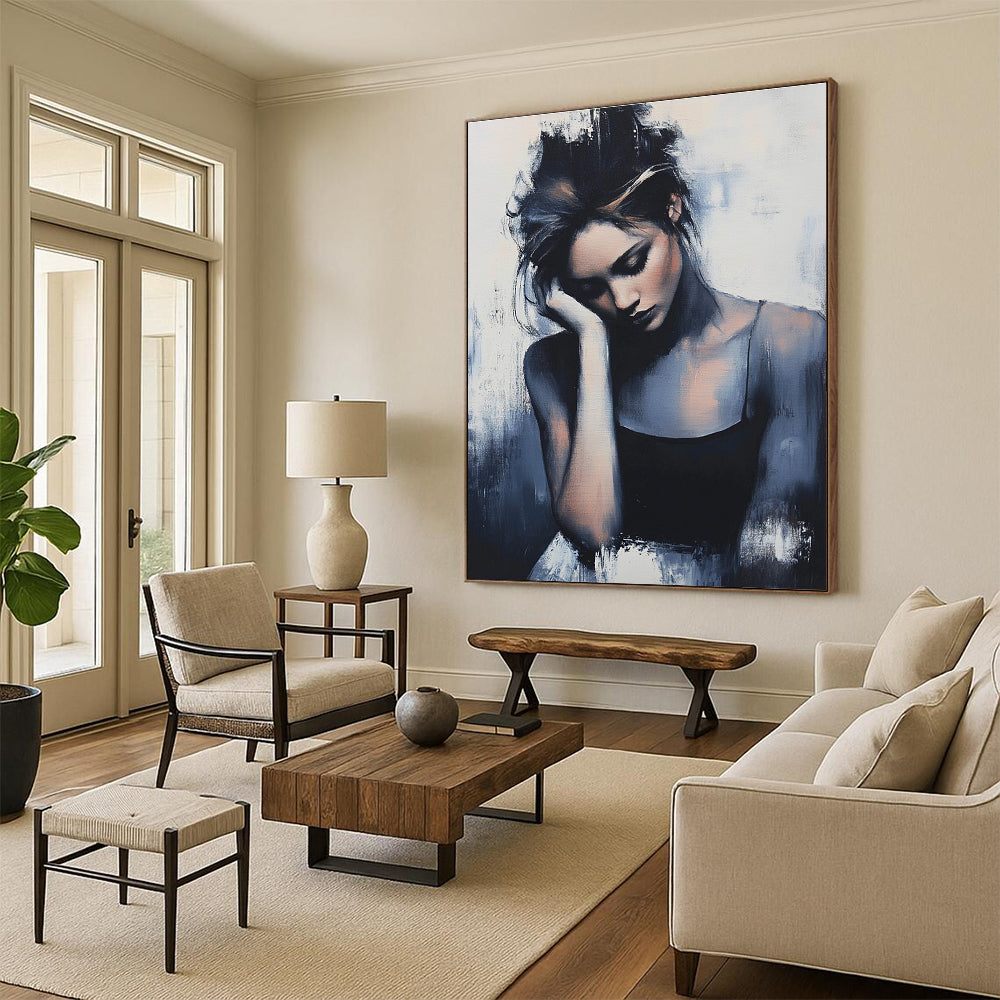 Pensive Woman Portrait - Emotional Figurative Abstract Painting GAB0425