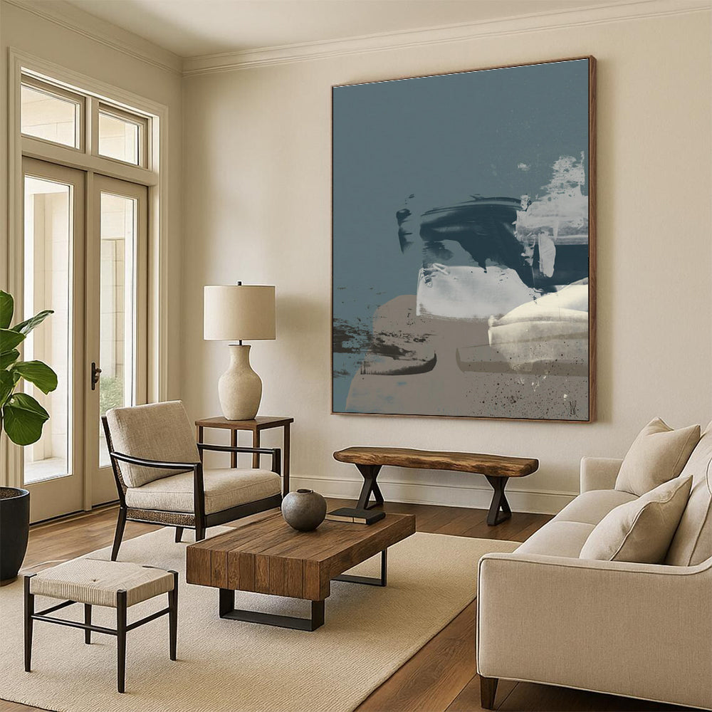 Modern Abstract Shape Collage Painting for Contemporary Decor HENG242