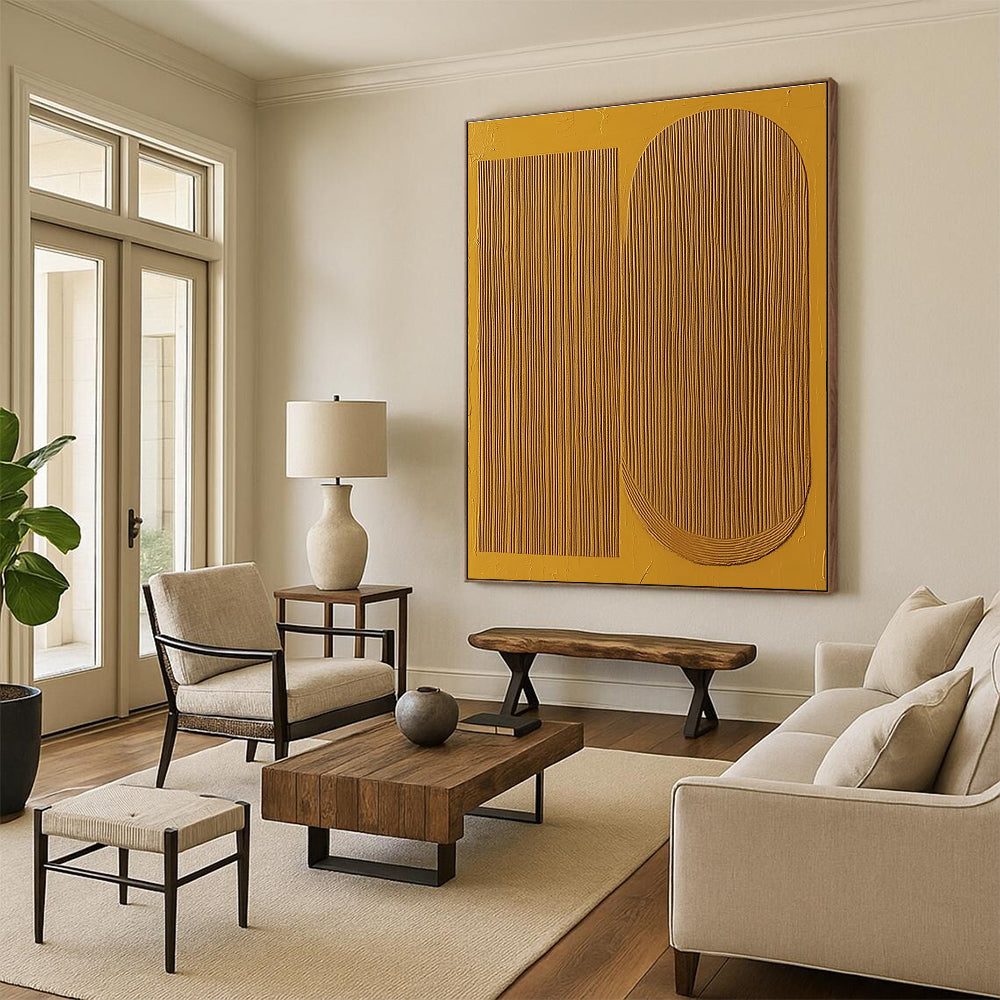Yellow Geometric Textured Abstract Painting with Sunny Discipline WINK309