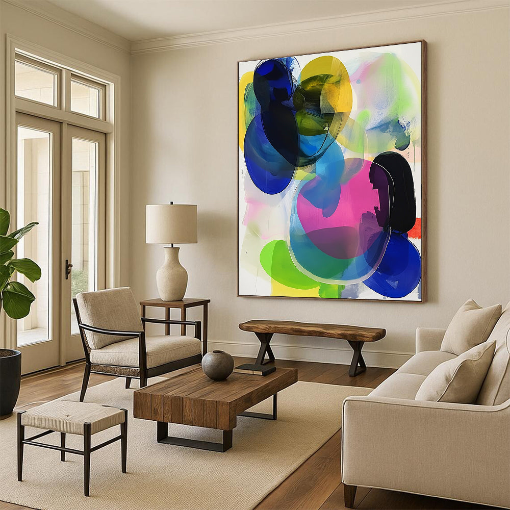 Colorful Translucent Abstract Painting with Layered Vibrancy WINK608