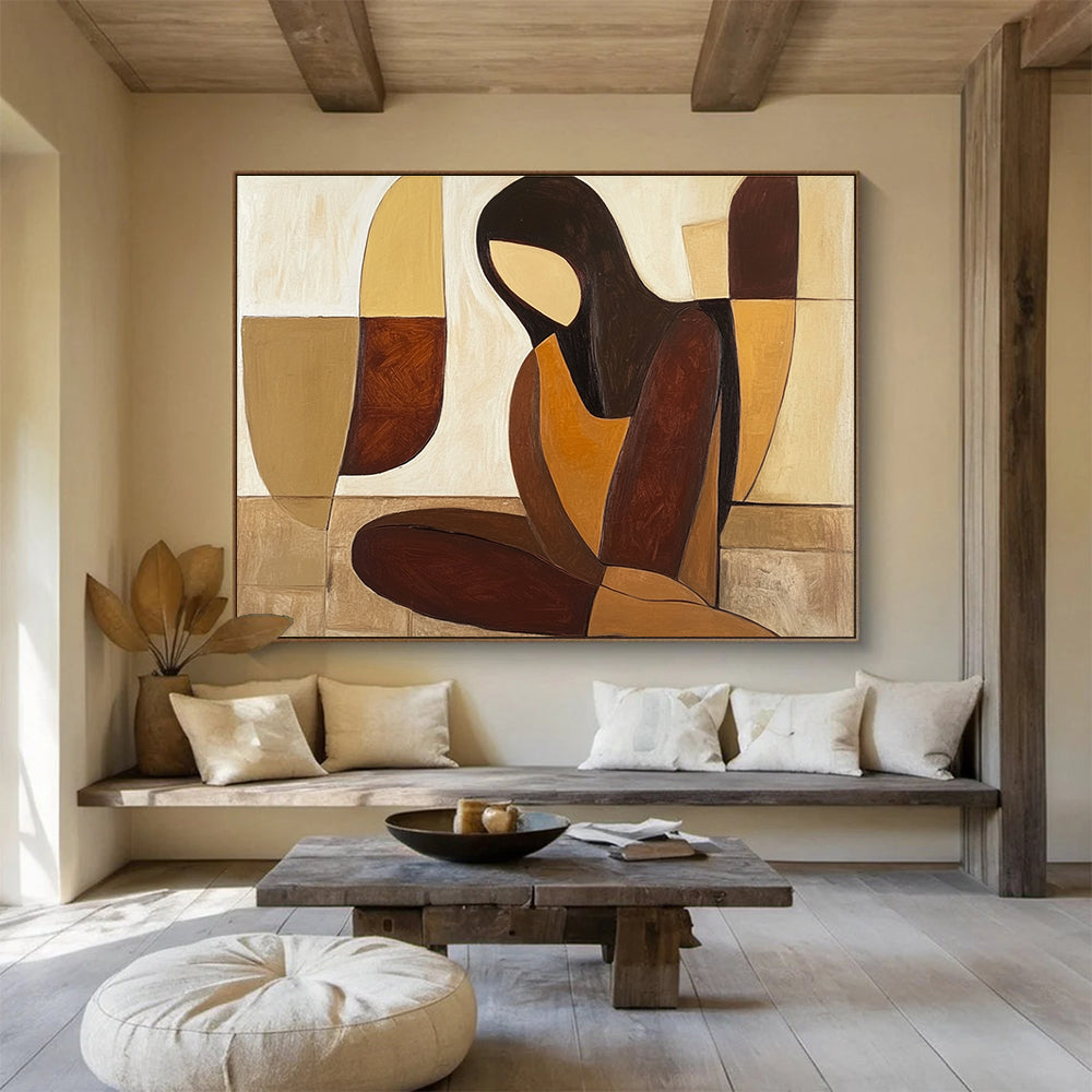 Geometric Figure Abstract Painting with Simplified, Serene Forms ABS496