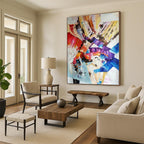 Vibrant Abstract Composition Painting for Trendy Art Bars HENG418