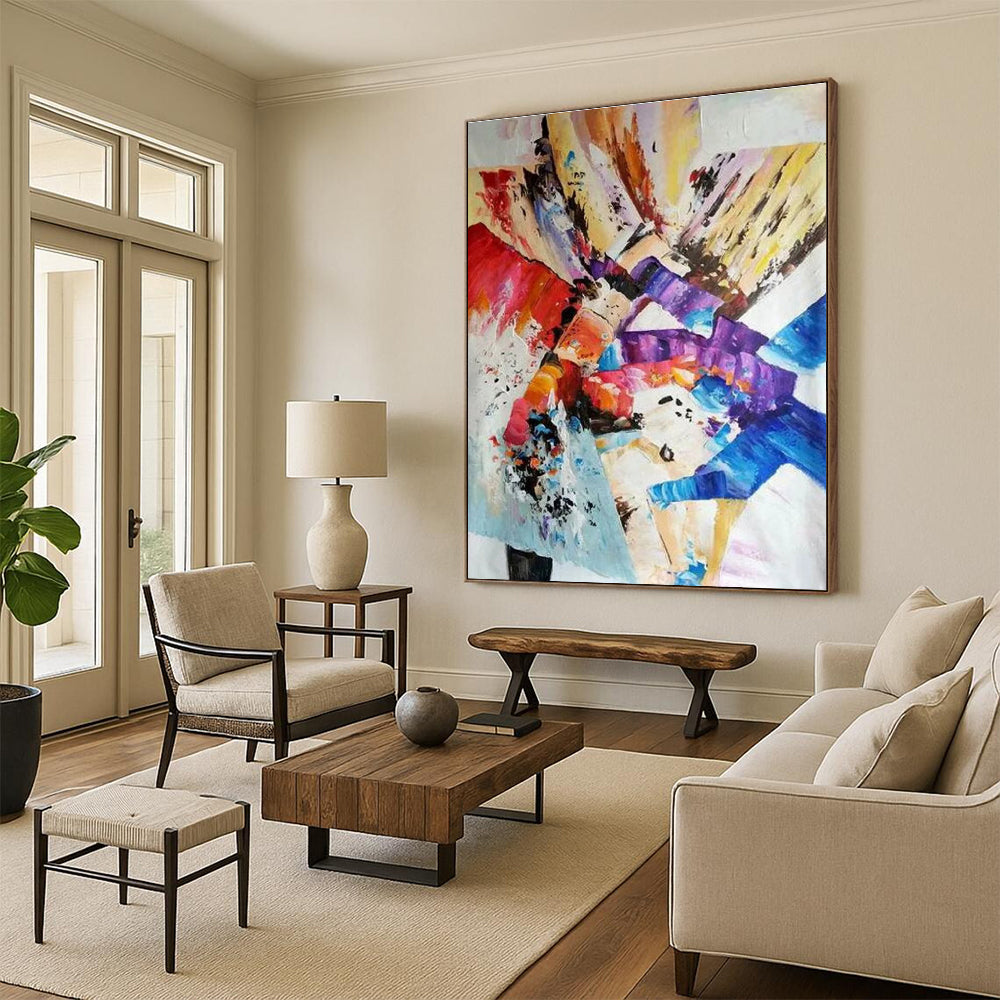 Vibrant Abstract Composition Painting for Trendy Art Bars HENG418