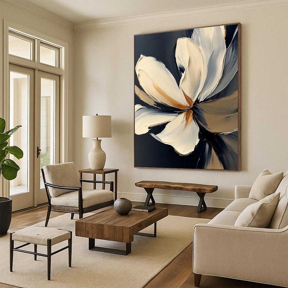 Textured Flower with Gold Abstract Painting for Elegant Decor GAB0714