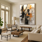 Black - Gray - Orange Abstract Painting for Industrial - Style Lofts HENG116