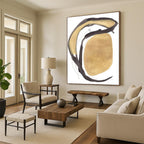 Luxe Gold - Black Abstract Forms Art for Opulent Entrances HENG223