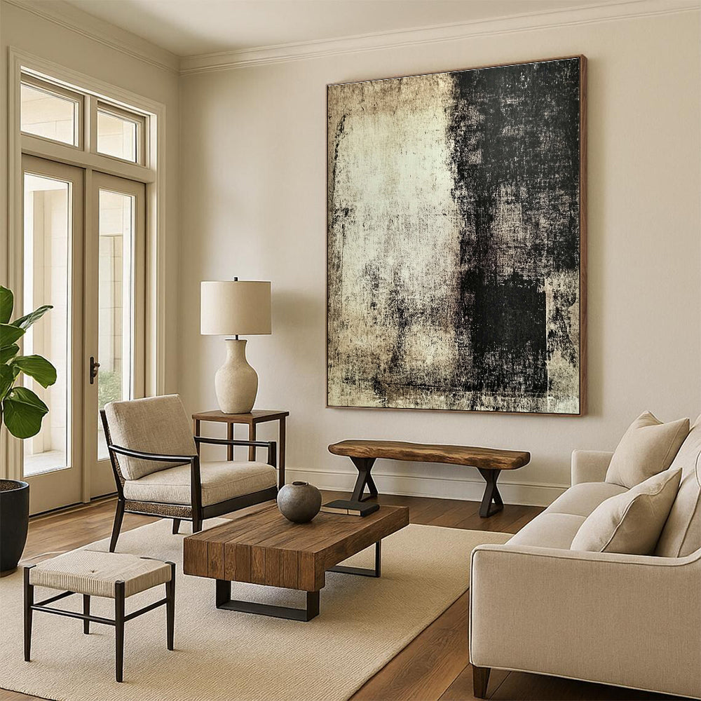 Sepia Textured Surface Abstract Painting with Vintage Appeal WINK113