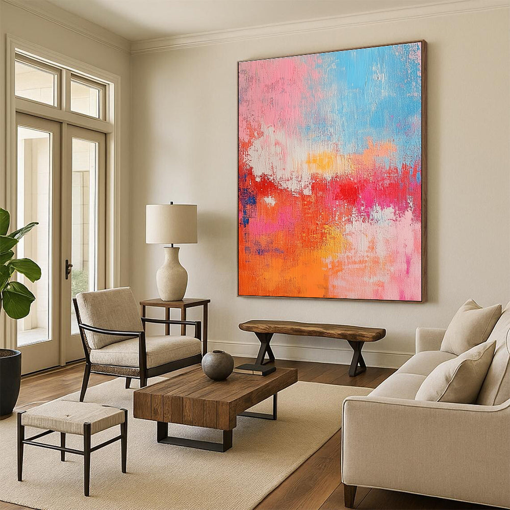Pink Orange Abstract Painting with Playful Warmth WINK698