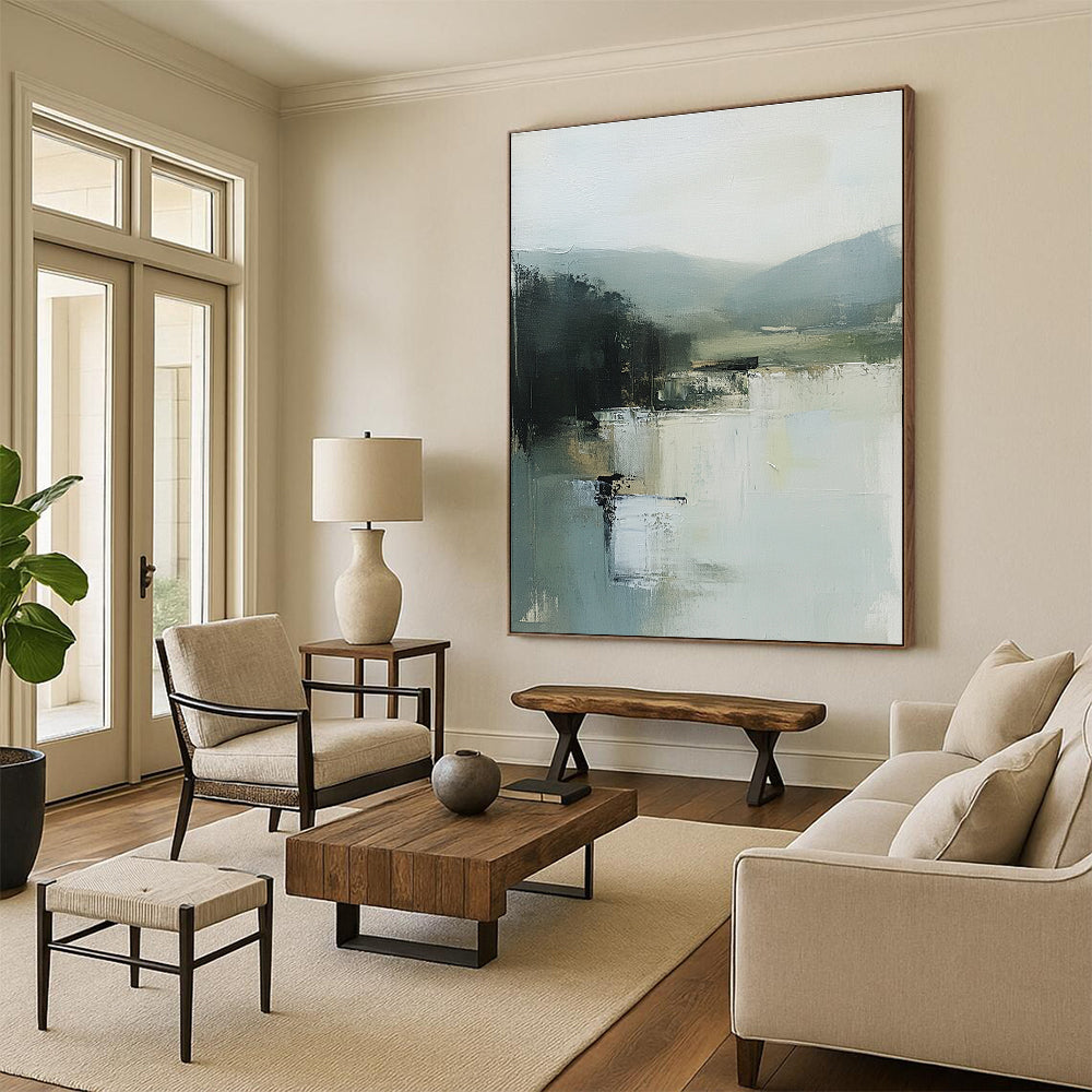Misty Landscape Abstract Painting for Serene Home Offices GAB1280