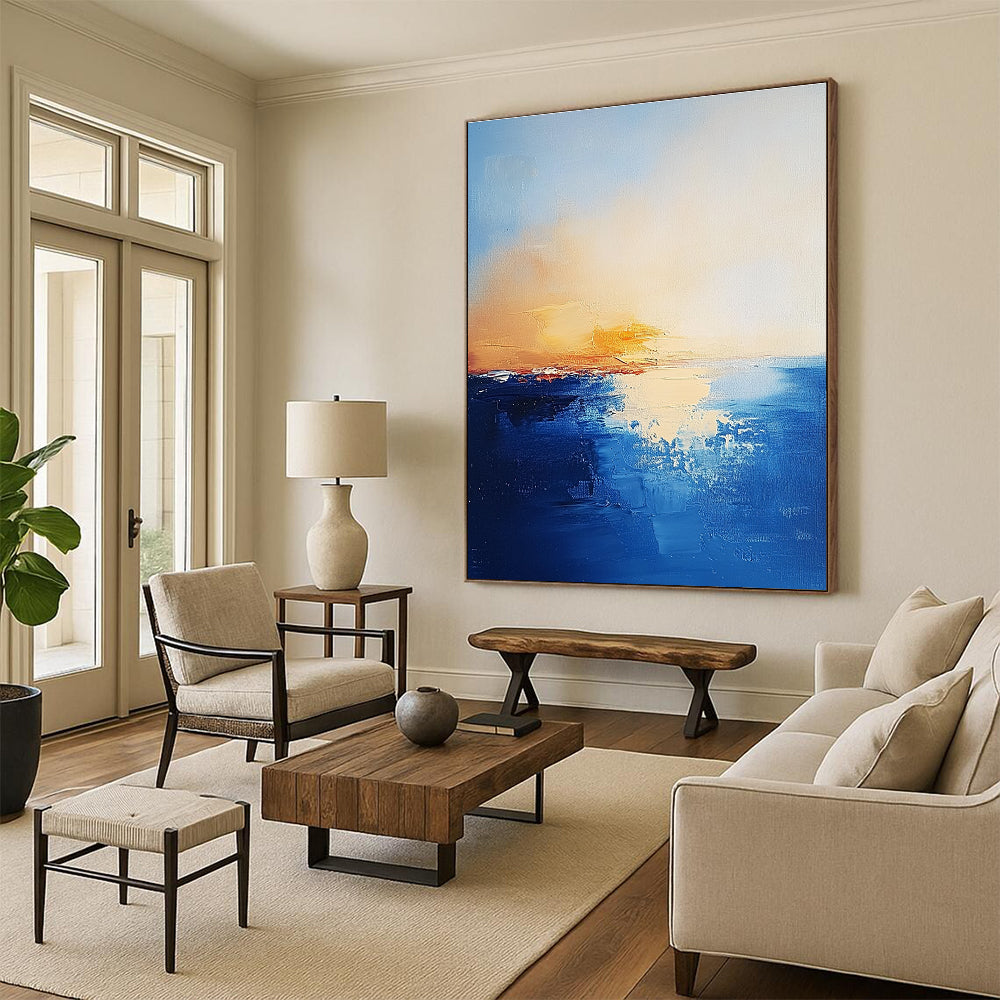 Sunset Over Ocean Abstract Painting for Relaxing - Styled Lounges GAB1077