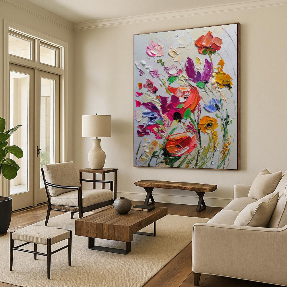 Lush Impasto Wildflowers Abstract Painting for Nature - Loving Spaces HENG265