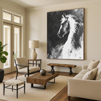 Black and White Horse Abstract Painting for Equestrian Lovers GAB0705
