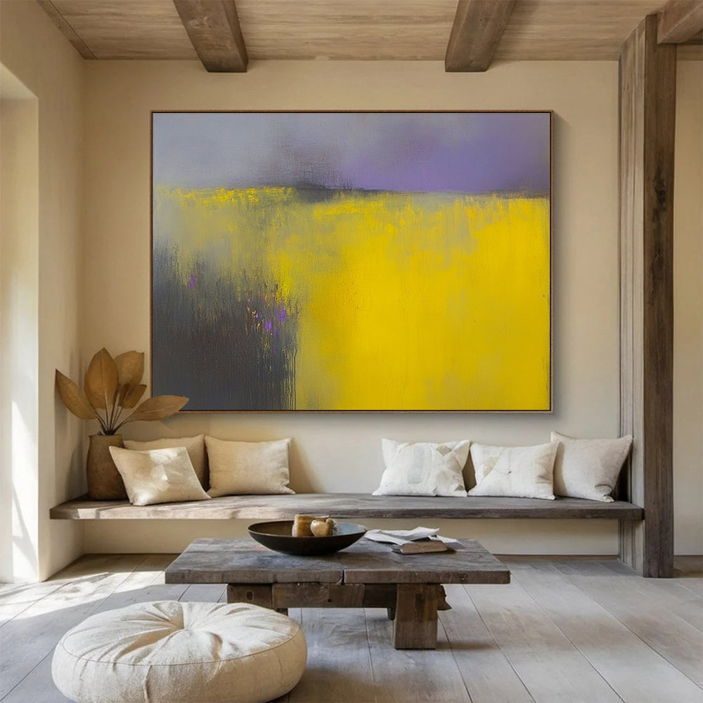 Yellow and Purple Abstract Field  Dreamy Horizon ABS066