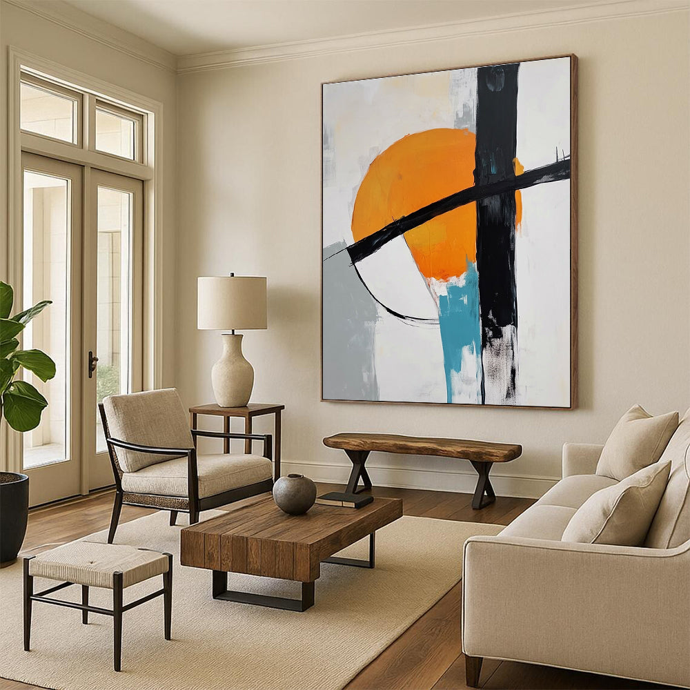 Orange Black Abstract Painting with Bold Statements WINK697