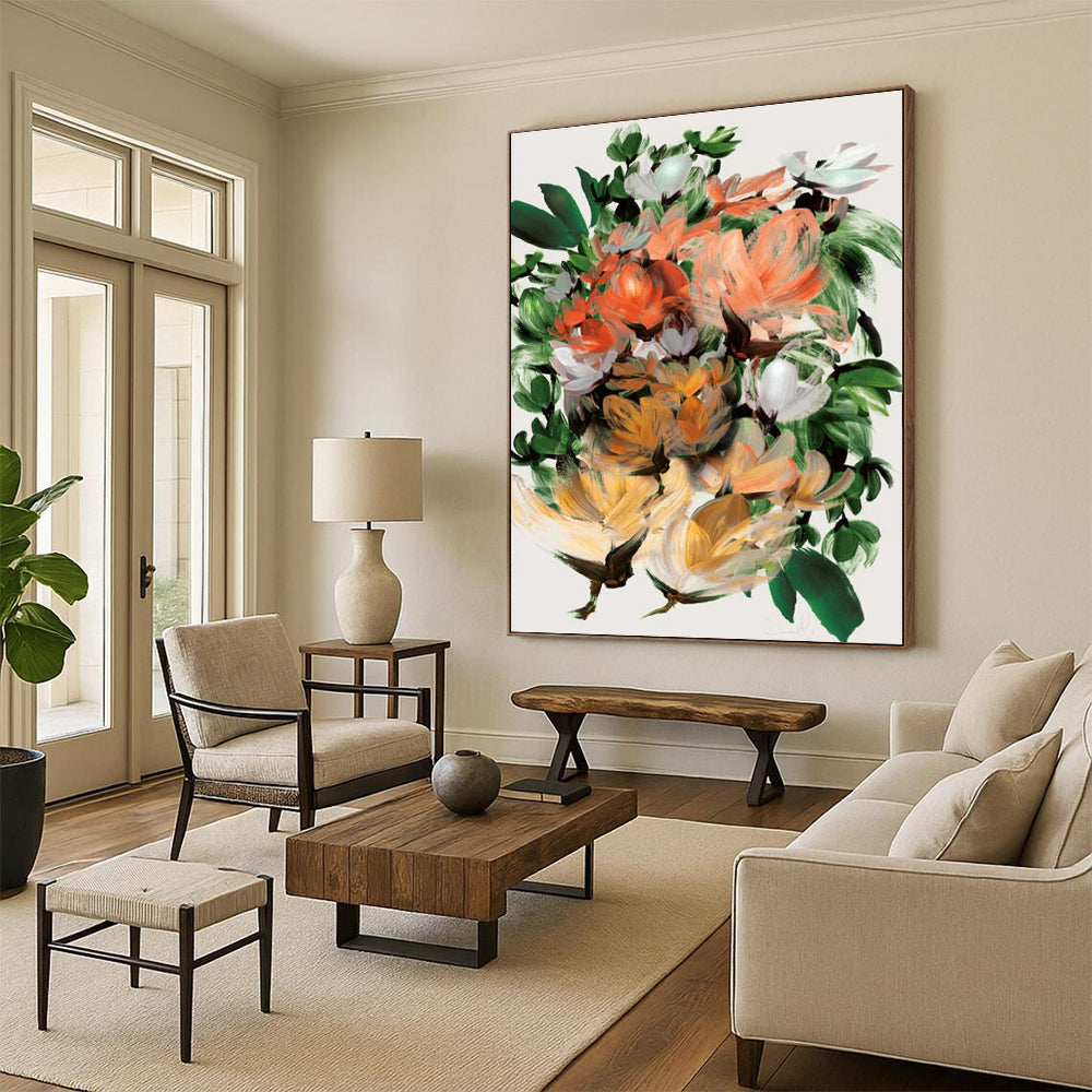 Vibrant Floral Bouquet Abstract Painting for Garden - Themed Restaurants HENG217
