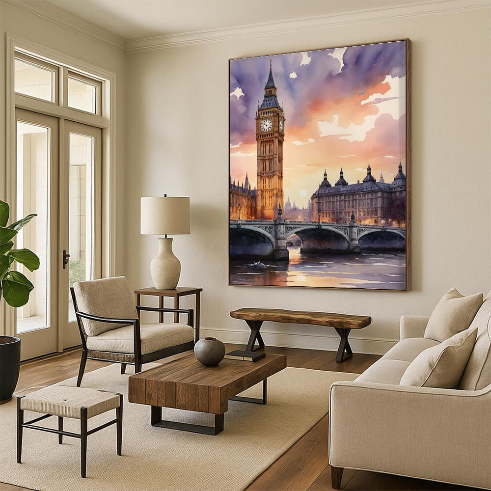 Big Ben Watercolor Abstract Painting for Travel - Themed Cafes HENG091