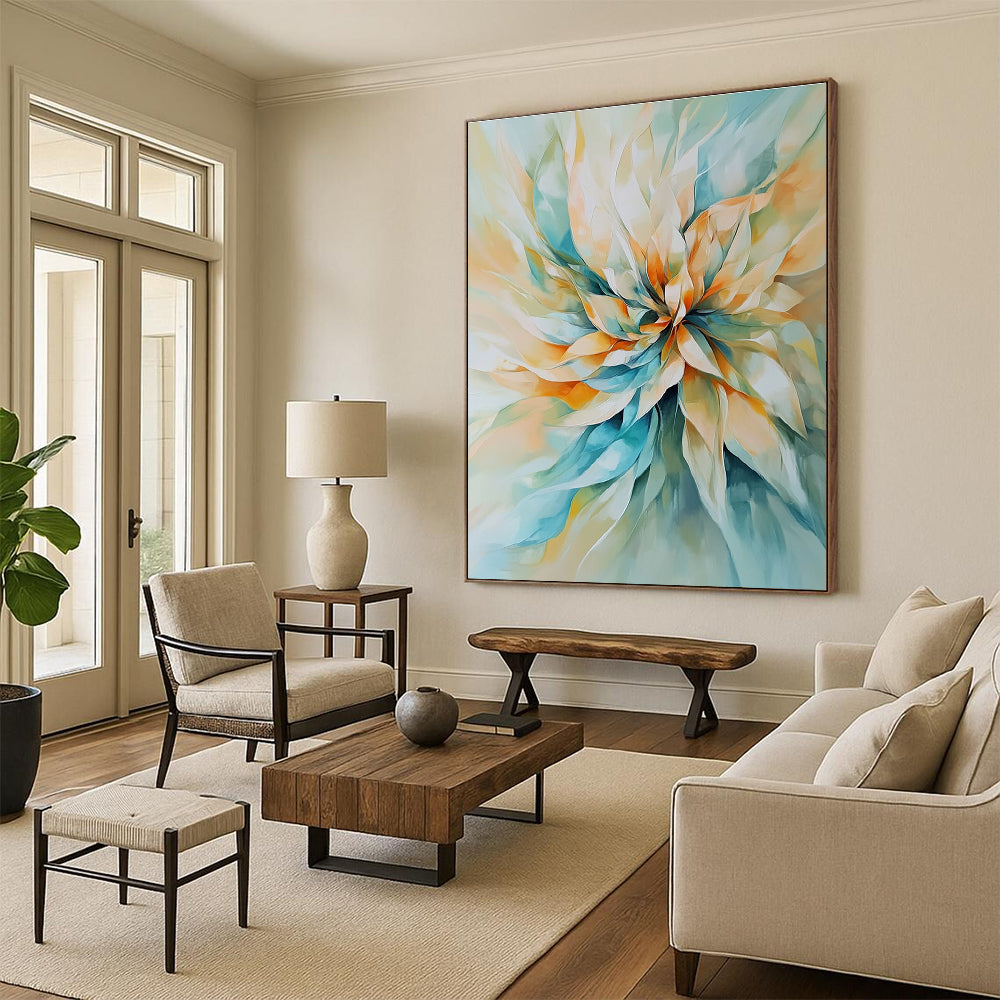 Pastel Flower Burst Abstract Painting for Charming Cafes GAB1103