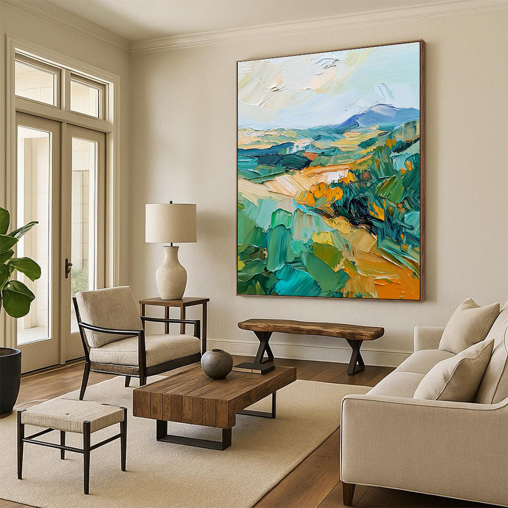 Colorful Landscape Impression Abstract Painting of Vibrant Countryside GAB0096