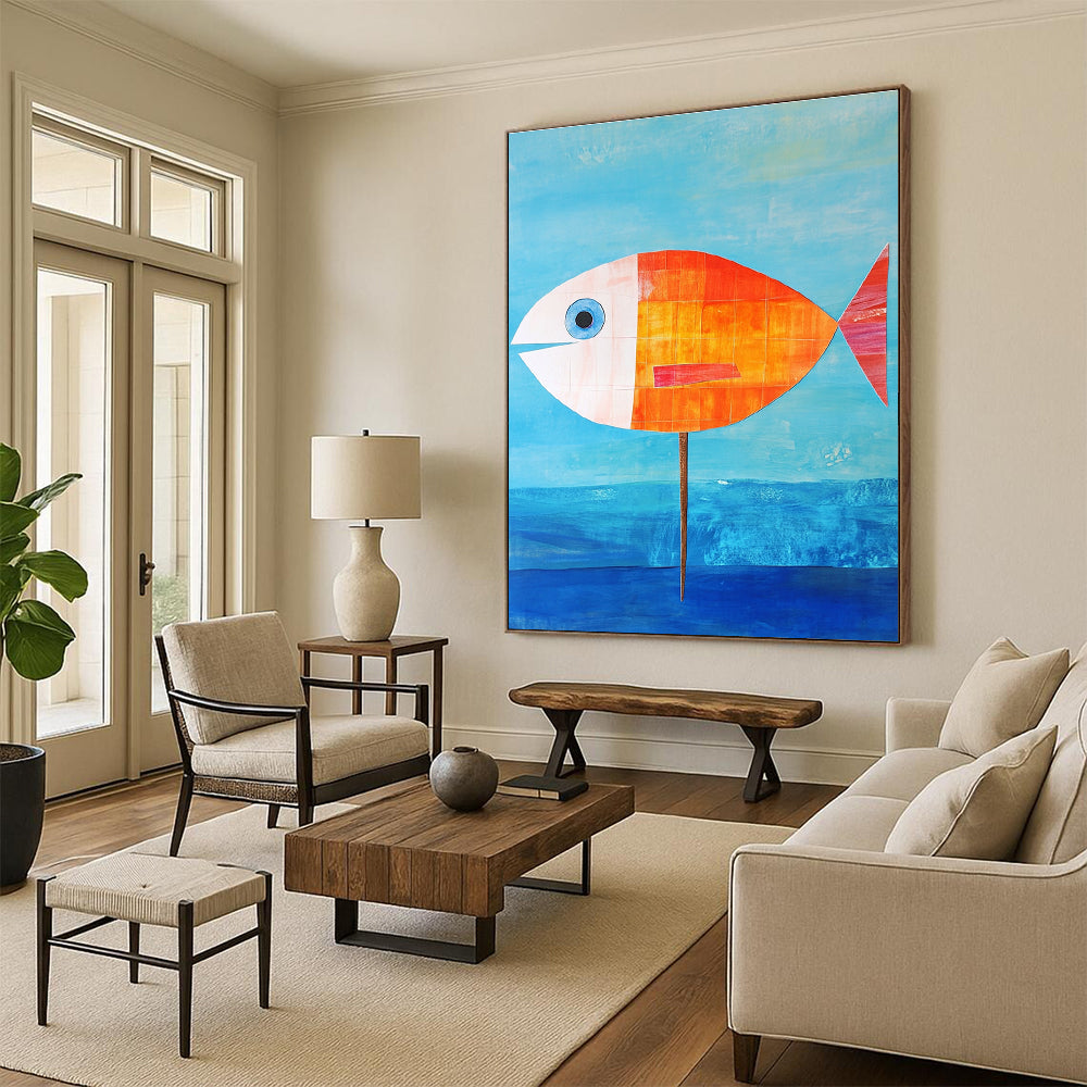 Fish on a Stick Abstract Painting of Quirky Creativity GAB0129