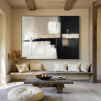 Gray - based Geometric Abstract with Contrasting Strokes Abstract Painting ABS388