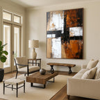 Brown Black White Abstract Painting with Textured Layers WINK672