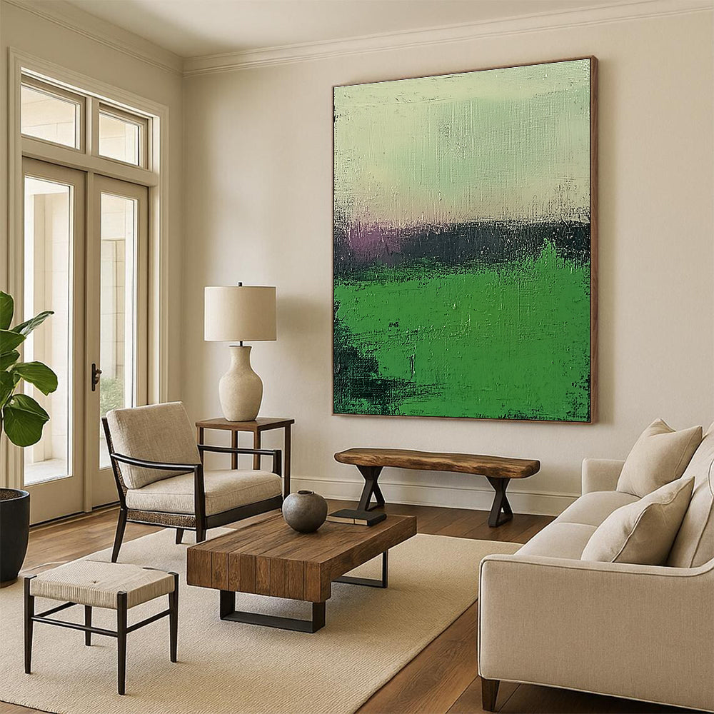 Green and Purple Gradient Abstract Painting with Subtle Tranquility WINK109