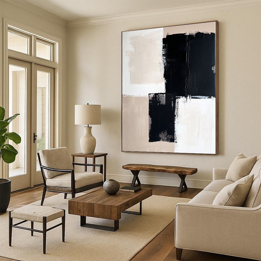 Monochrome Geometric Abstract Painting with Bold Simplicity WINK503