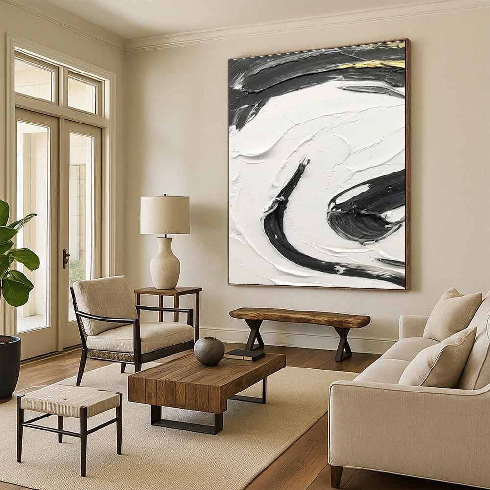 Gray - Brown Abstract Landscape Painting for Serene Home Offices HENG378