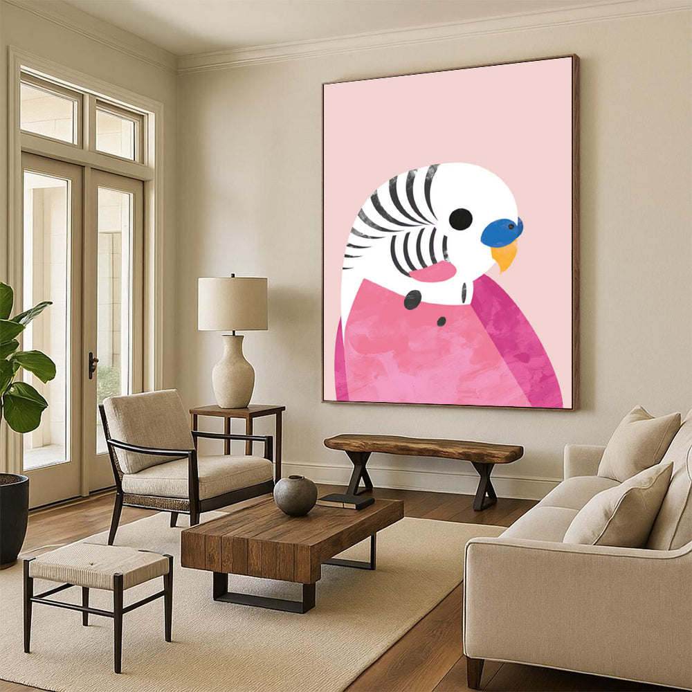 Playful Pink - Themed Parrot Art for Whimsical Spaces HENG227
