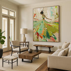Dancing Lady in Green Abstract Painting for Art - Themed Ballrooms HENG082