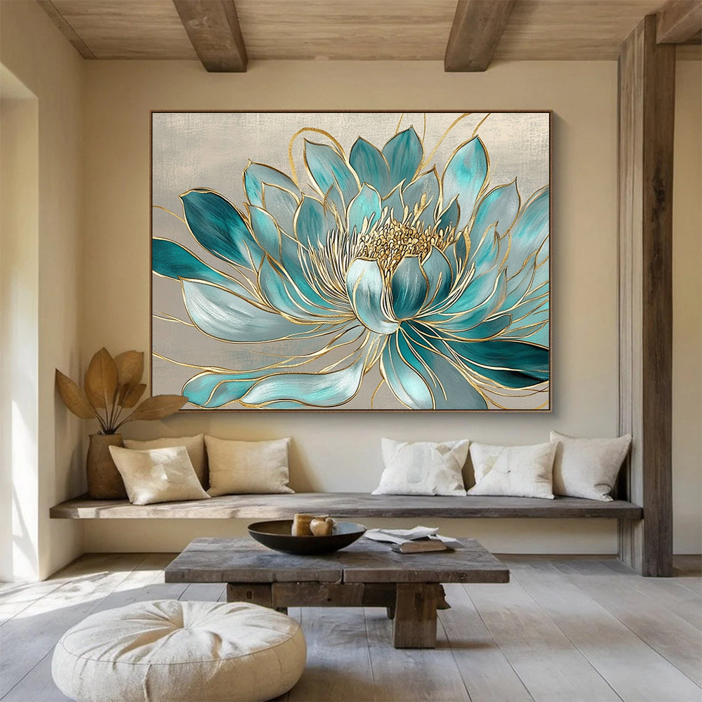 Blue Lotus with Gold - Elegance and Spirituality ABS015