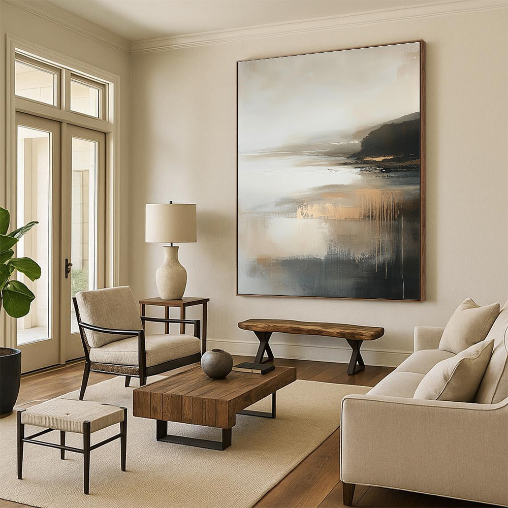 Misty Coastal Abstract Painting for Serene - Styled Bedrooms GAB1061