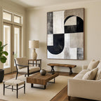 Monochromatic Geometric Fusion Abstract Painting with Minimalist Elegance WINK211