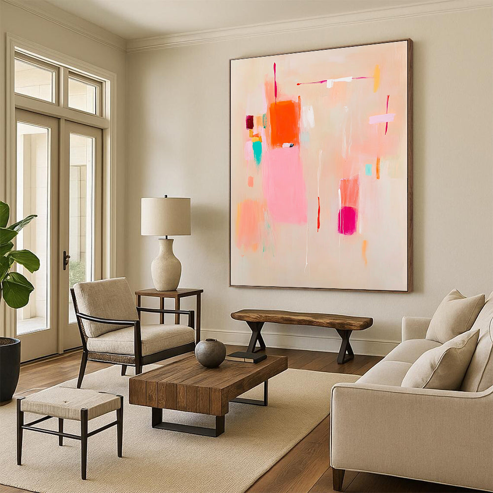 Pastel Color Block Abstract Painting for Charming - Styled Cafes GAB1096