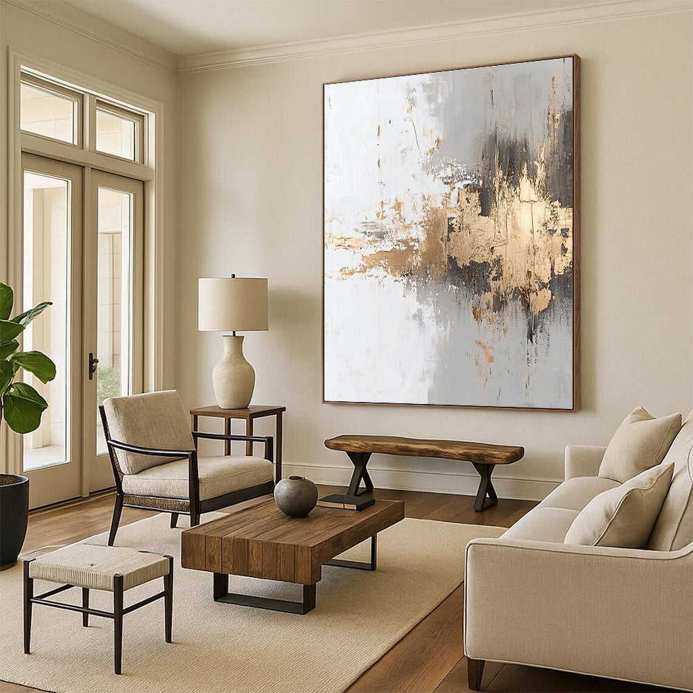 Gold Accent Abstract Painting for Modern - Styled Hallways GAB0995