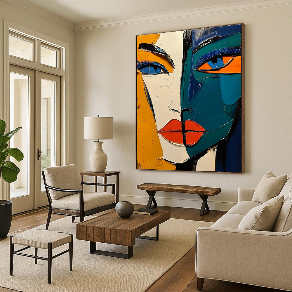 Colorful Cubist Portrait - Bold Figurative Abstract Art GAB0485