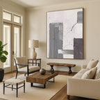 Gray - White Minimalist Abstract Painting for Modern Hallways HENG396