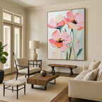 Textured Pink Flower Abstract Painting: Layered Petals & Soft Hues GAB0950
